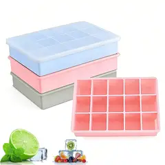 GENERICO - 4 Pcs Cubetas De Hielo Cubetera De Siliciona Con Tapa 15cav