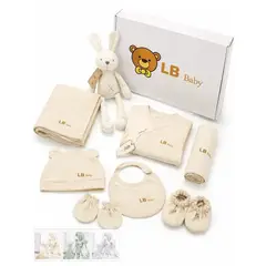 GENERICO - Set Bienvenida Bebé X8 Algodón Regalo Recién Nacido BEIGE