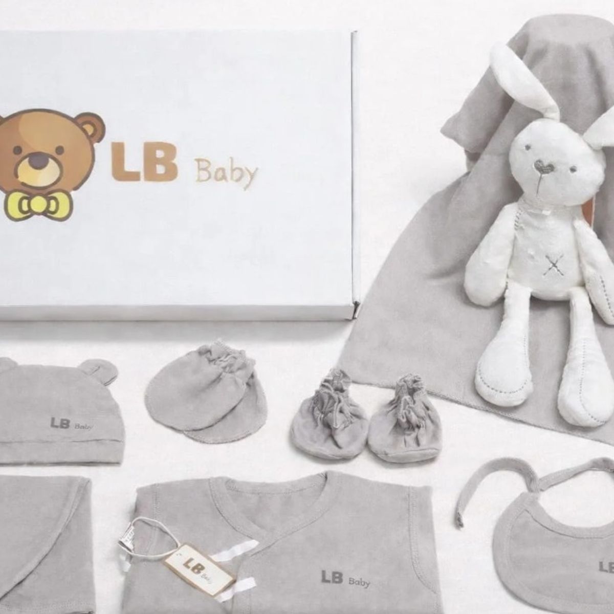 GENERICO - Set Bienvenida Bebé X8 Algodón Regalo Recién Nacido GRIS