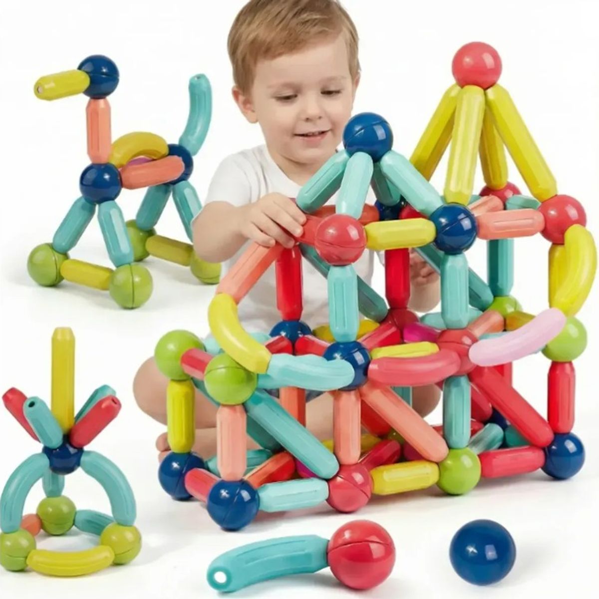 GENERICO - Juguete Didáctico  Varillas Magnéticos 25 Piezas Para Niños Y Niñas, Juego De Palos Y Bolas Magnéticos Para E