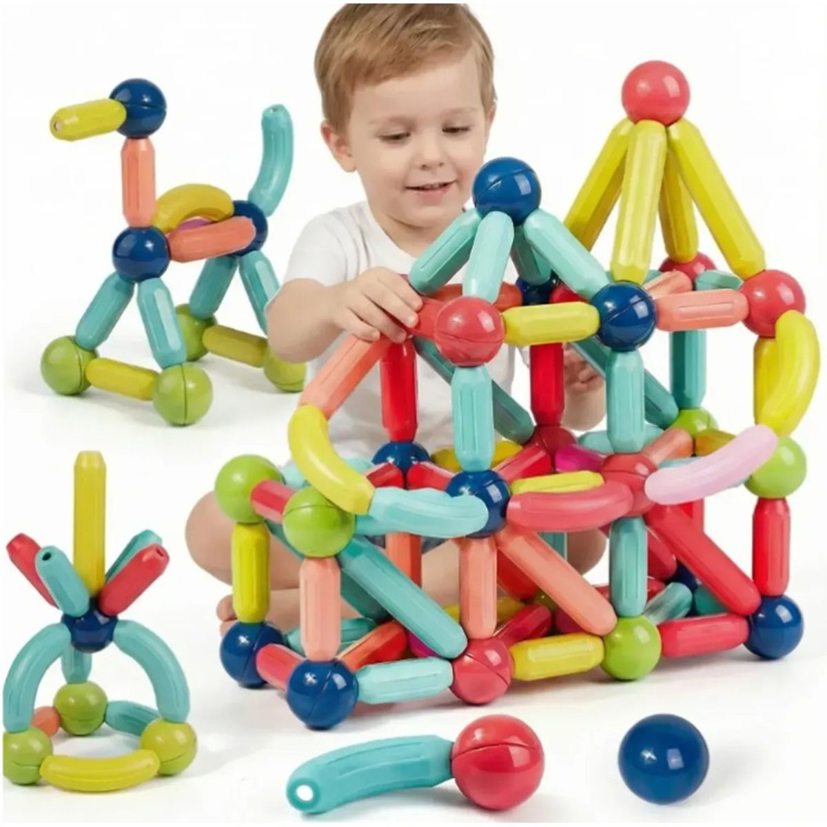 GENERICO - Juguete Didáctico  Varillas Magnéticos 25 Piezas Para Niños Y Niñas, Juego De Palos Y Bolas Magnéticos Para E