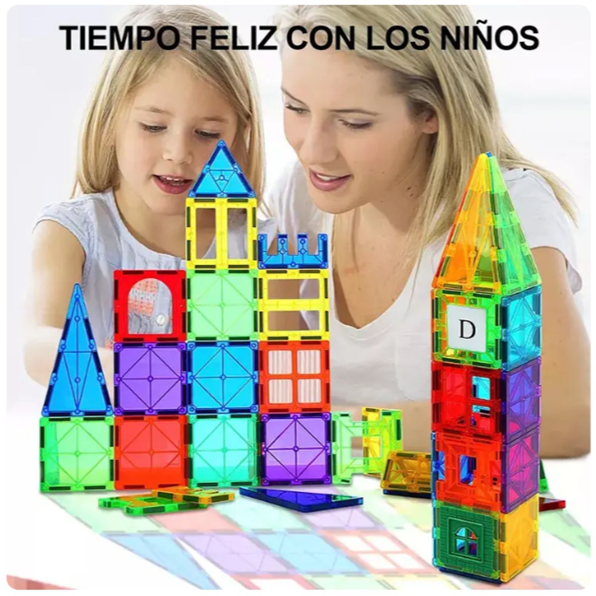 GENERICO - Bloques Magneticos 3D Niños Construccion Educativa 100 Pzs