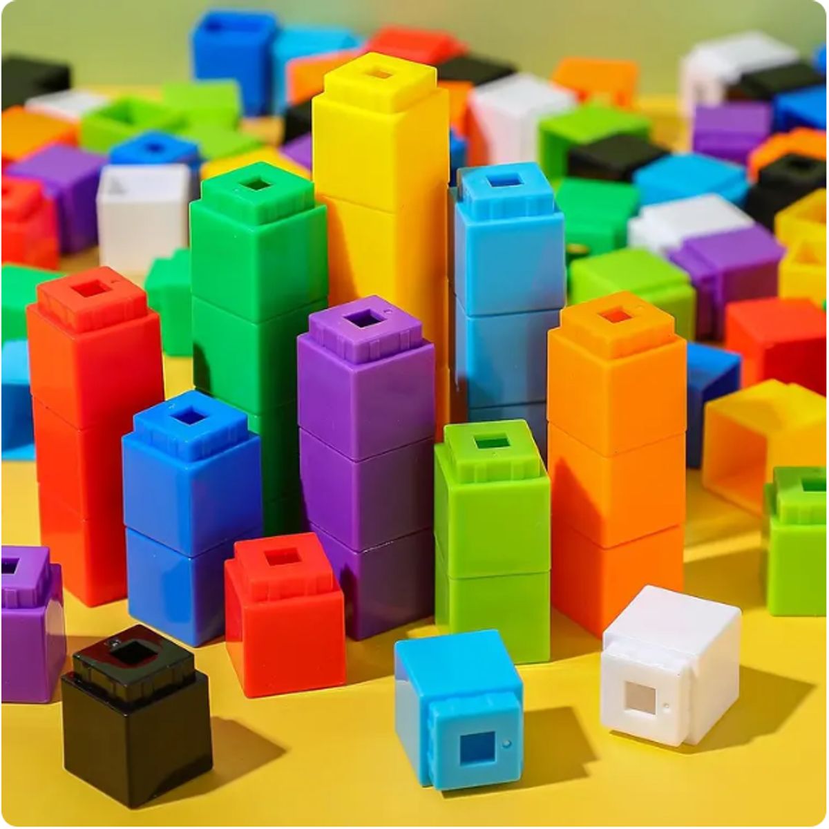 GENERICO - Cubos Matematicos Didacticos 100 Piezas 10 Colores Apilables