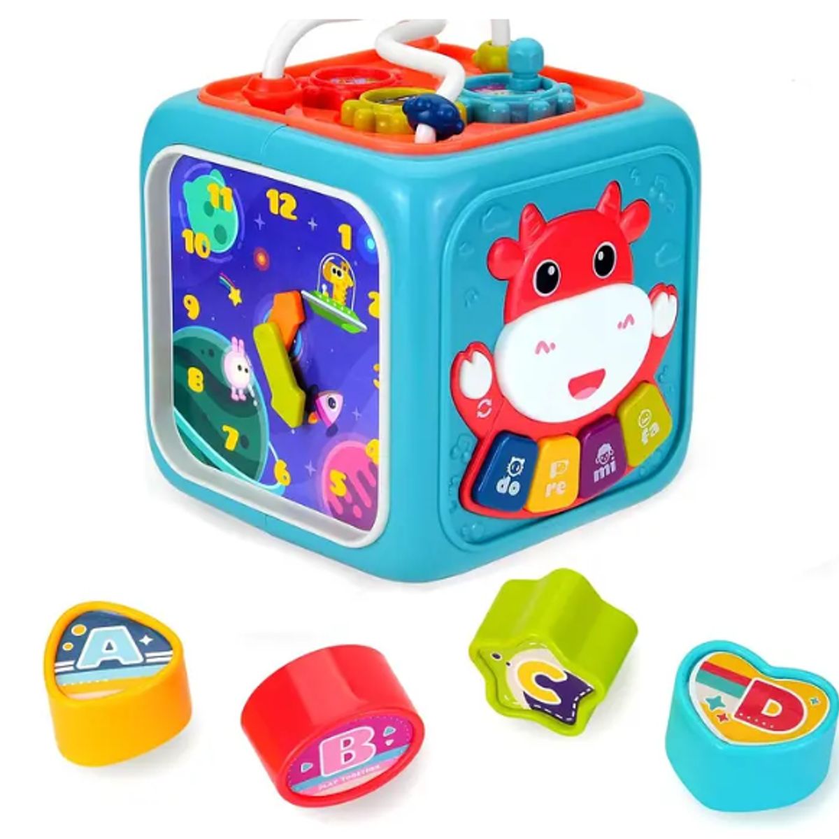 GENERICO - Cubo Didactico Bebe 6 En 1 Con Sonido Luces Figuras Colores