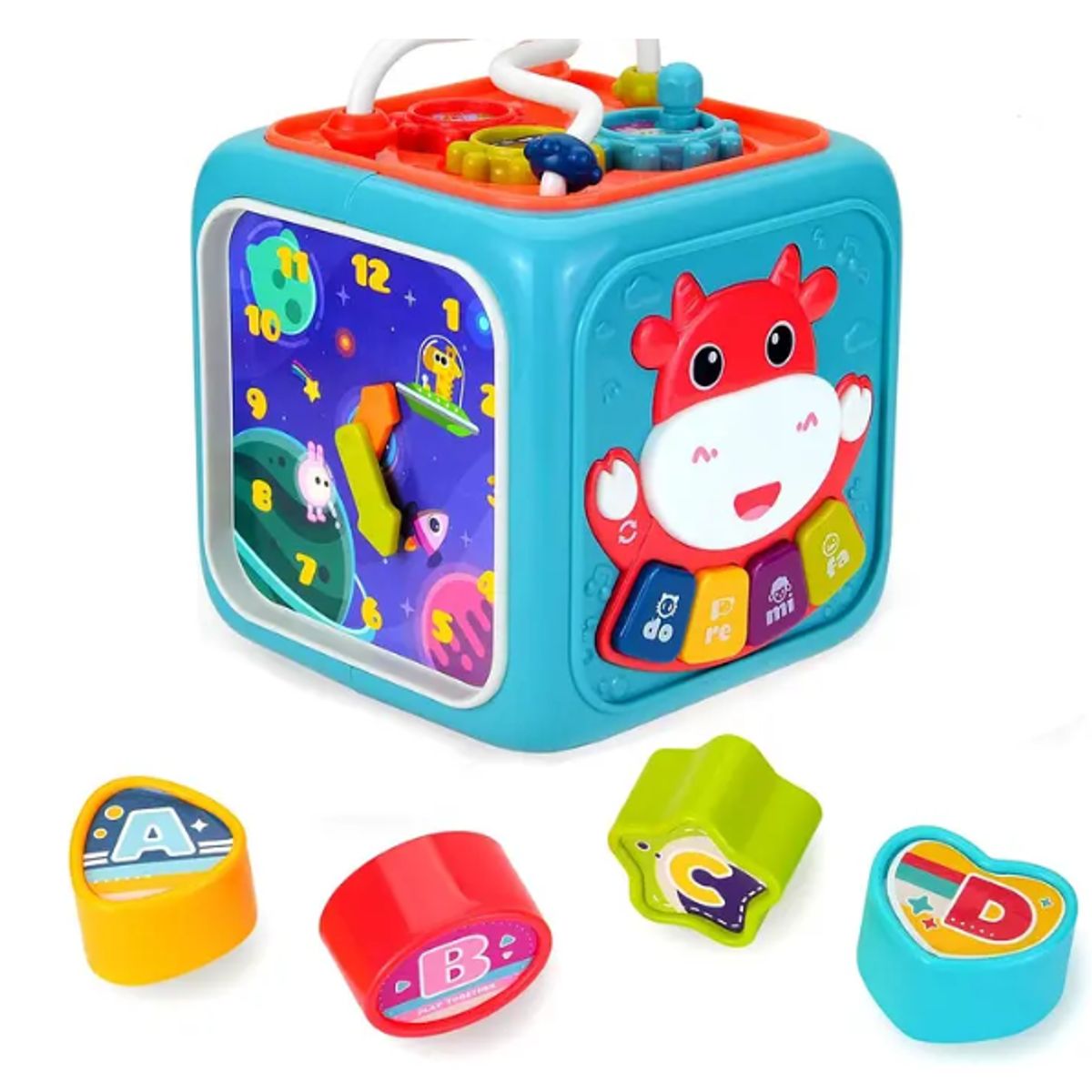 GENERICO - Cubo Didactico Bebe 6 En 1 Con Sonido Luces Figuras Colores