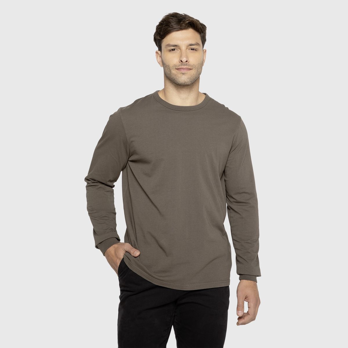 BLACK - Polera Manga Larga Garment Dye Mokka Black Bubba