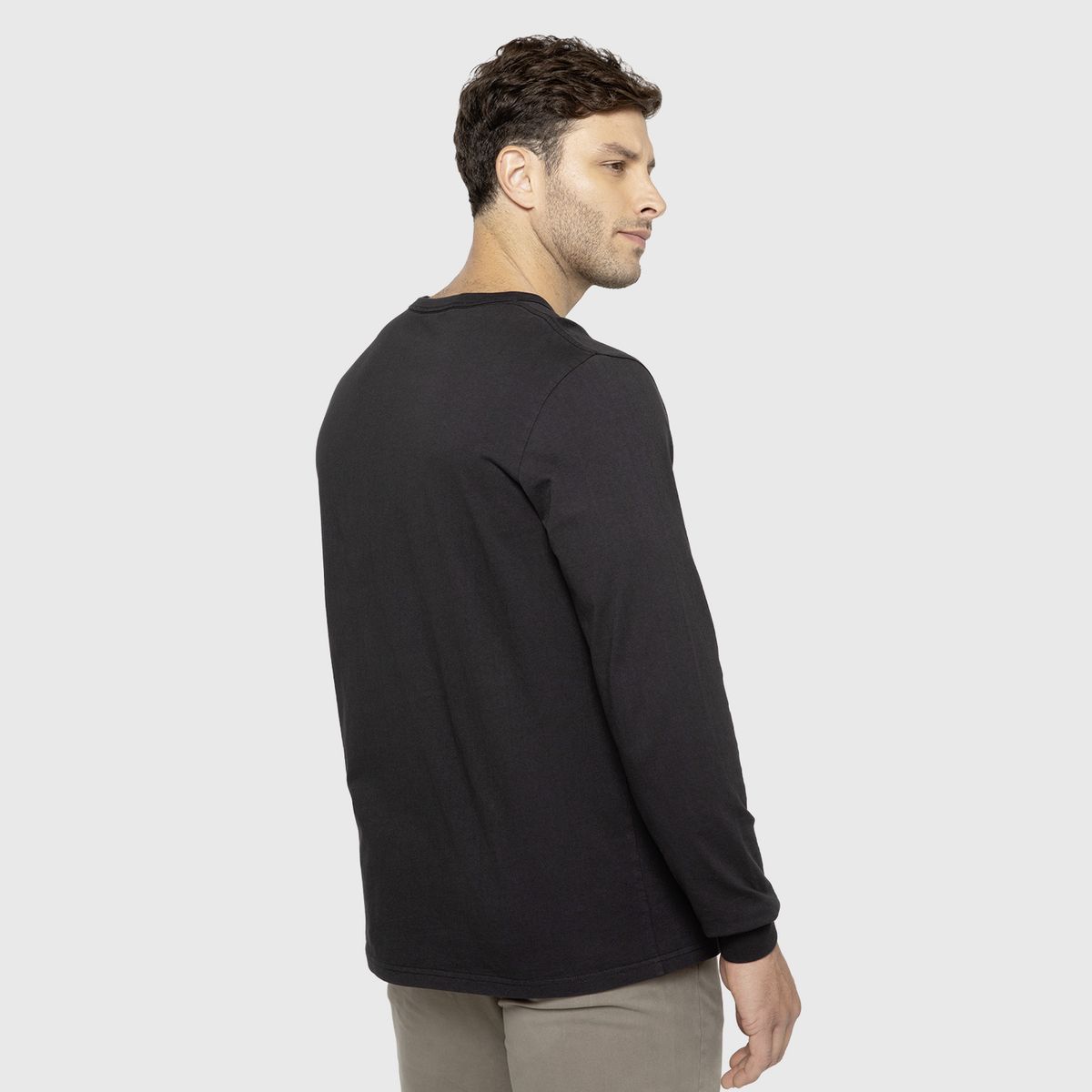 BLACK - Polera Manga Larga Garment Dye Gris Marengo Black Bubba