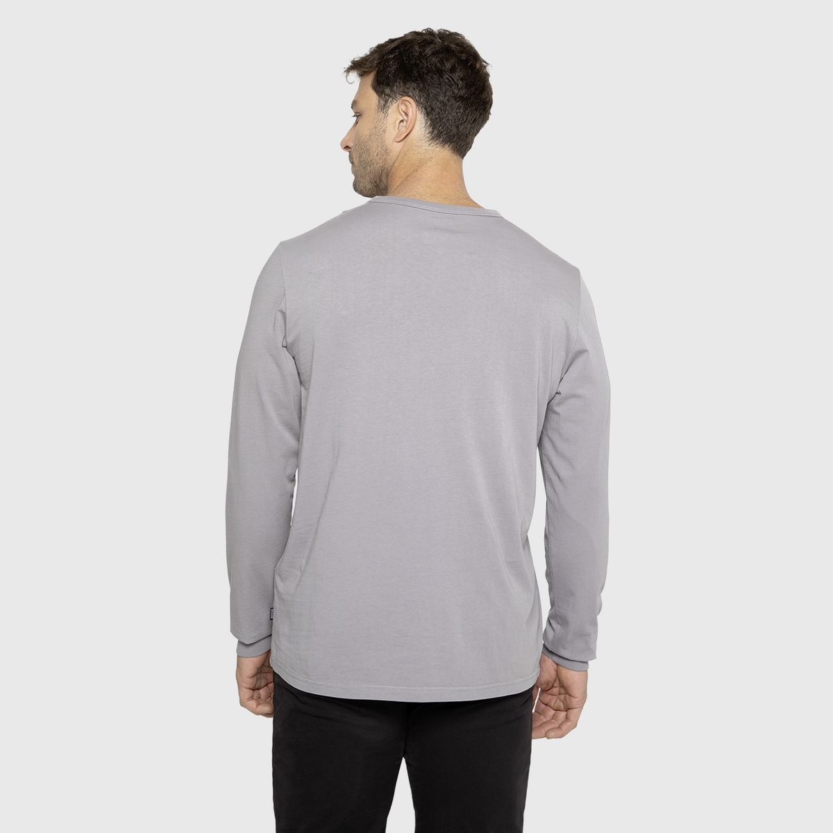 BLACK - Polera Manga Larga Garment Dye Gris Claro Black Bubba