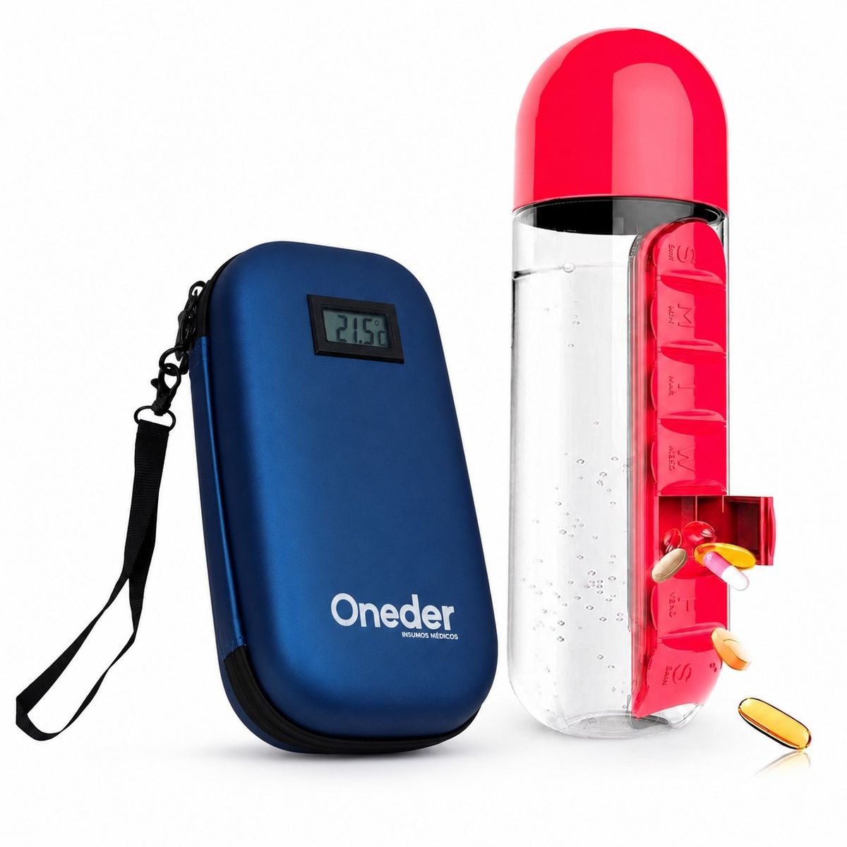 ONEDER - Pack Estuche Cooler Insulina Azul De Viaje Pastillero Semanal Oneder