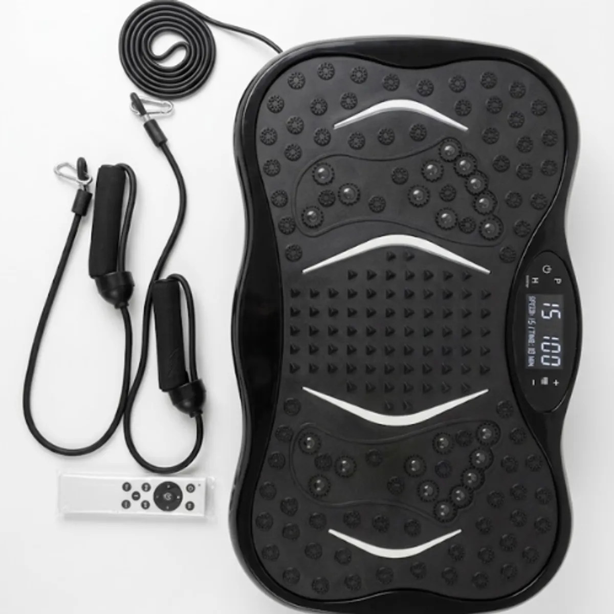 GENERICO - Plataforma Vibratoria de Ejercicios y Masaje con Bandas de Resistencia y Control Remoto