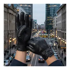 EKOL TACTICA MILITAR - Guantes De Cuero Con Ajuste De Botón Y Elástico Clásicos Elegantes Para Hombre Invierno