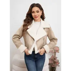 LIKE SHOP - Chaqueta Aviadora Mujer Forro Interior Chiporro Cuello Solapa 7040