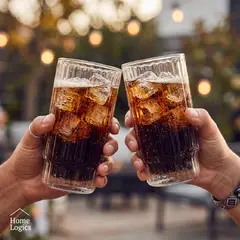 HOME LOGICS - Set 4 Vasos Doble Vidrio con Líneas 300 ml
