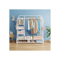 GENERICO - Perchero Rack Doble de Ropa Organizador Multifuncional 68 kg Blanco