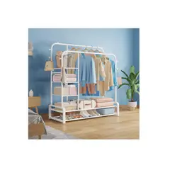 GENERICO - Perchero Rack Doble de Ropa Organizador Multifuncional 68 kg Blanco