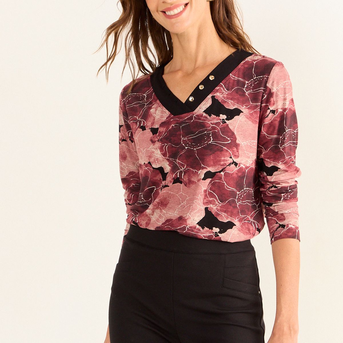 MA GRIFFE - Polera Estampada Mujer Rojo Ma Griffe