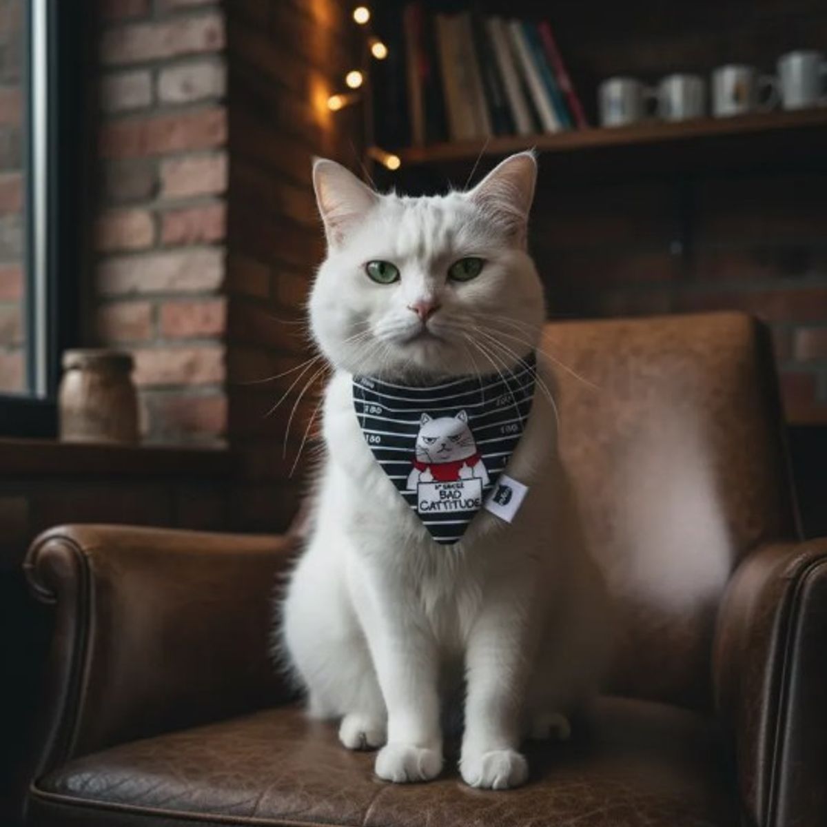 GENERICO - Bandana para Gato con collar diseño Rebelde