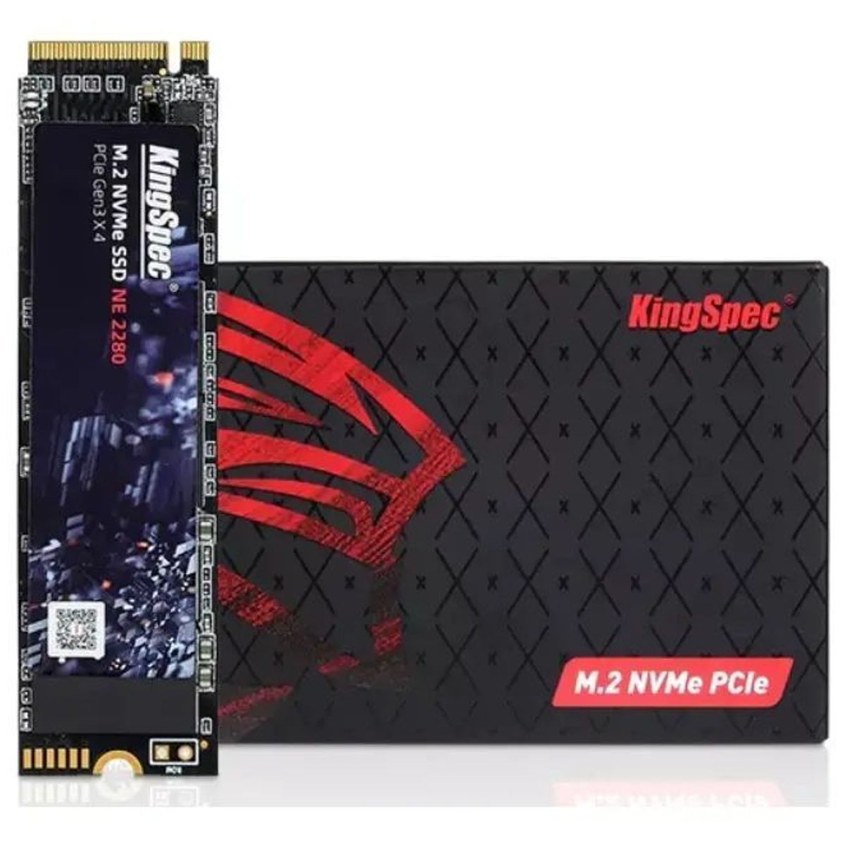 GENERICO - SSD Gamer M.2 NVMe 128GB PCIe 3.0 KingSpec Interno Negro Rojo