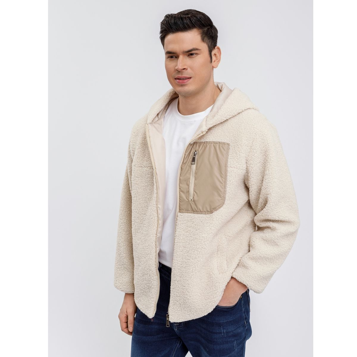 LIKE SHOP - Chaqueta Corderito Hombre Premium Calidad Premium Gorro Cierre 6092