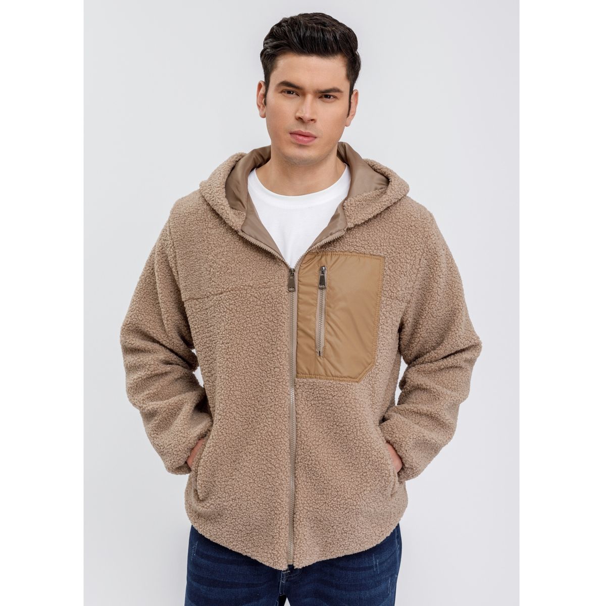 LIKE SHOP - Chaqueta Corderito Hombre Premium Calidad Premium Gorro Cierre 6092