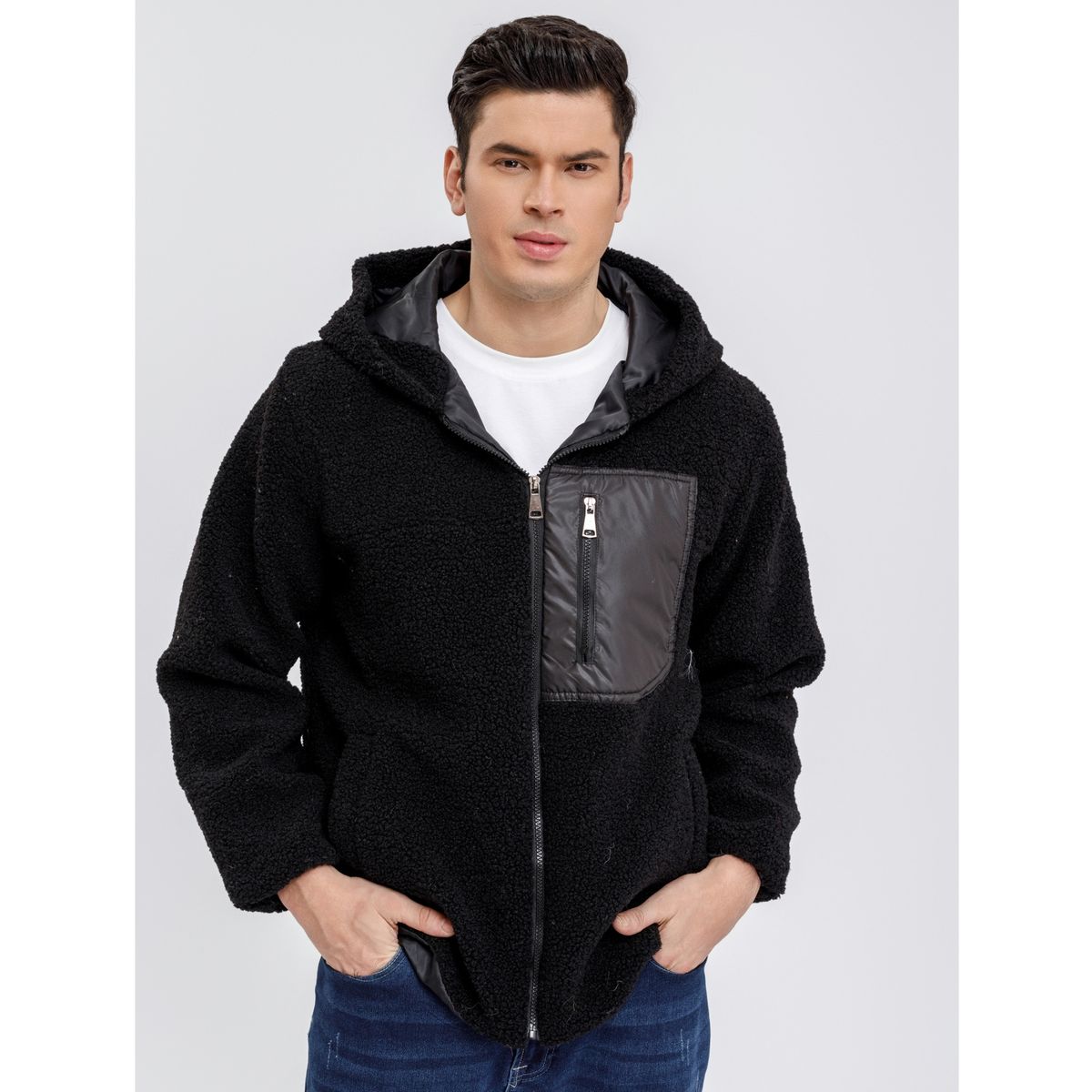 LIKE SHOP - Chaqueta Corderito Hombre Premium Calidad Premium Gorro Cierre 6092