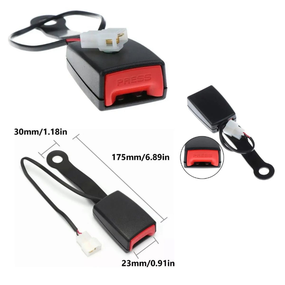 GENERICO - Hebilla De Cinturón De Seguridad para automóvil 175mm Con Cable