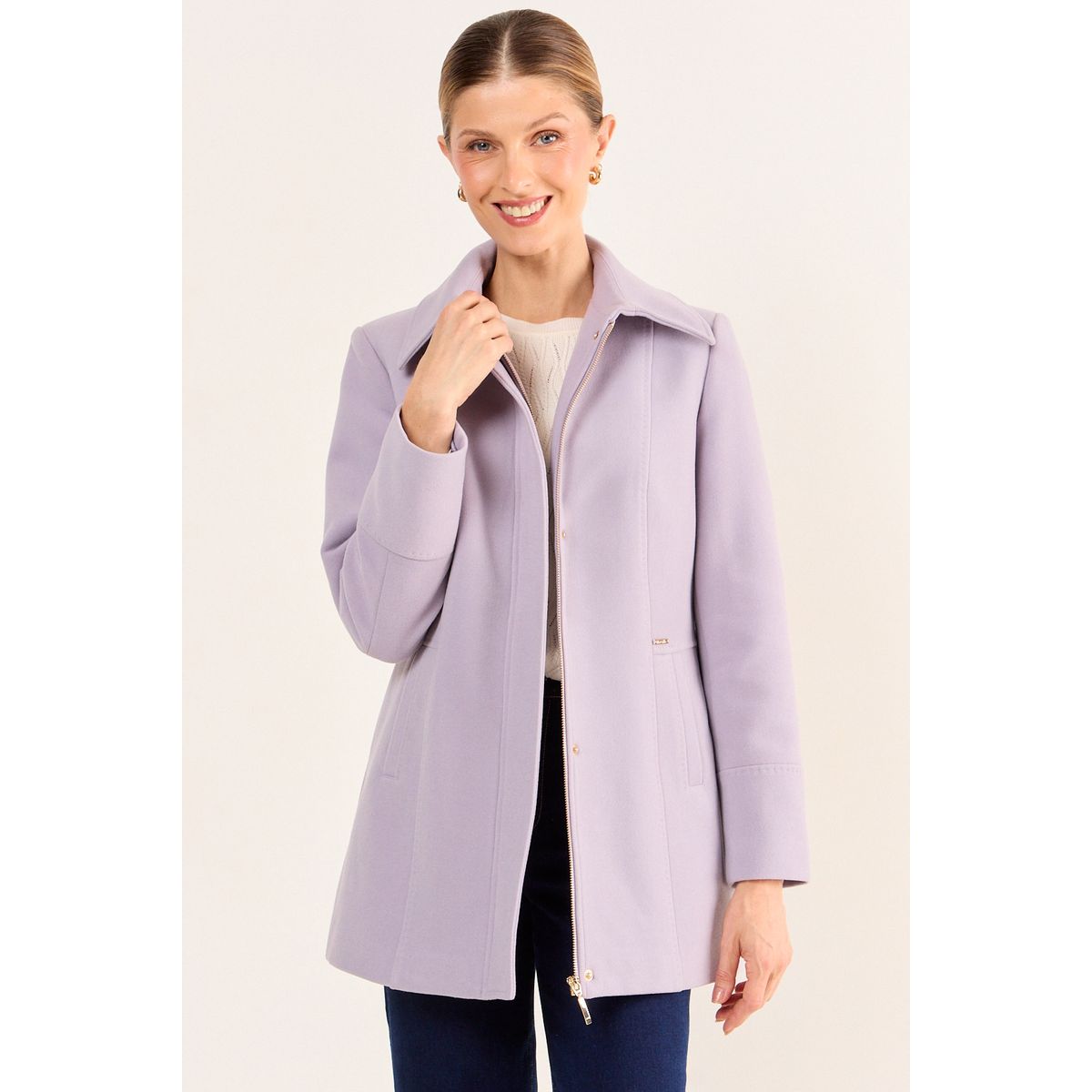 MA GRIFFE - Chaqueton Cuello Camisero Mujer Lila Ma Griffe