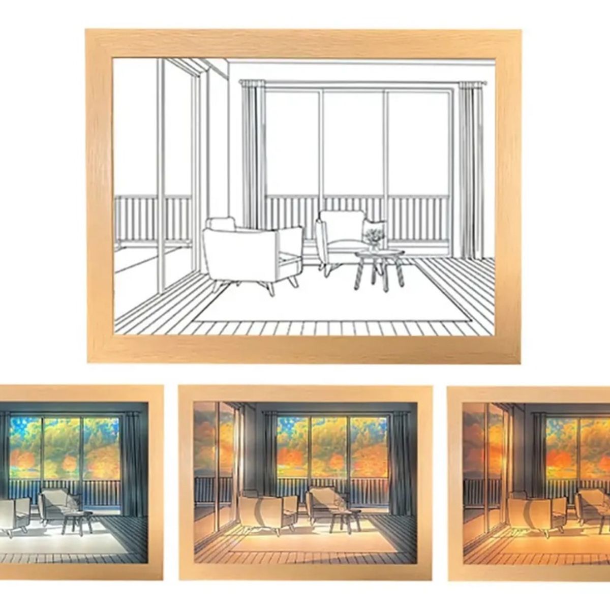 GENERICO - Cuadro Decorativo con Luz LED Ajustable diseño Otoño