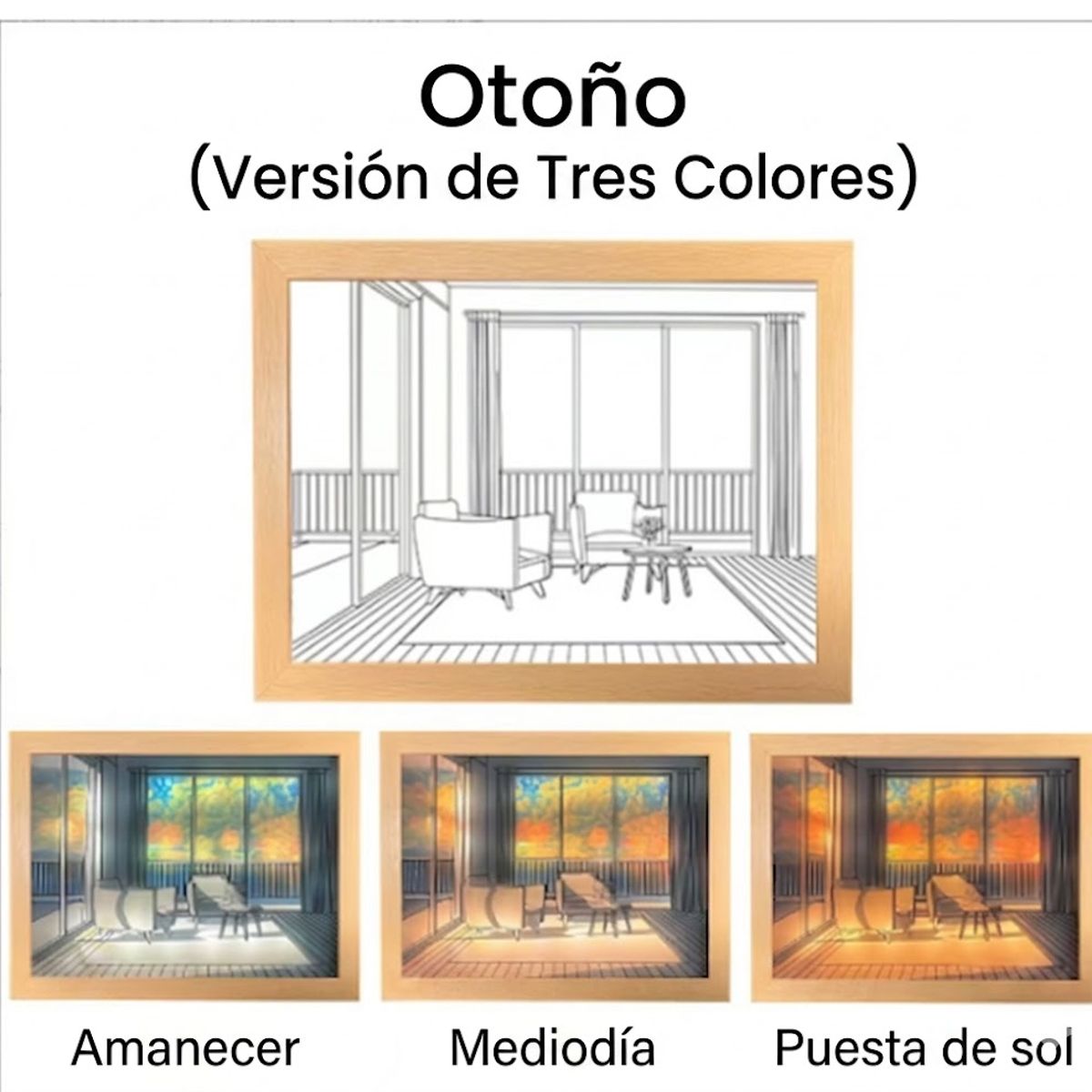 GENERICO - Cuadro Decorativo con Luz LED Ajustable diseño Otoño