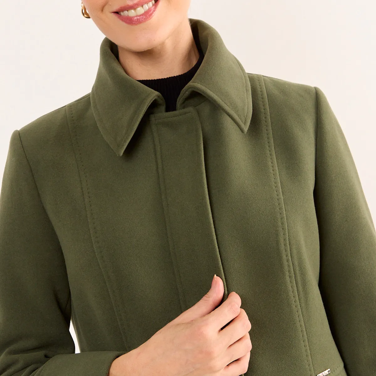 MA GRIFFE - Chaqueton Cuello Camisero Mujer Verde Oliva Magriffe