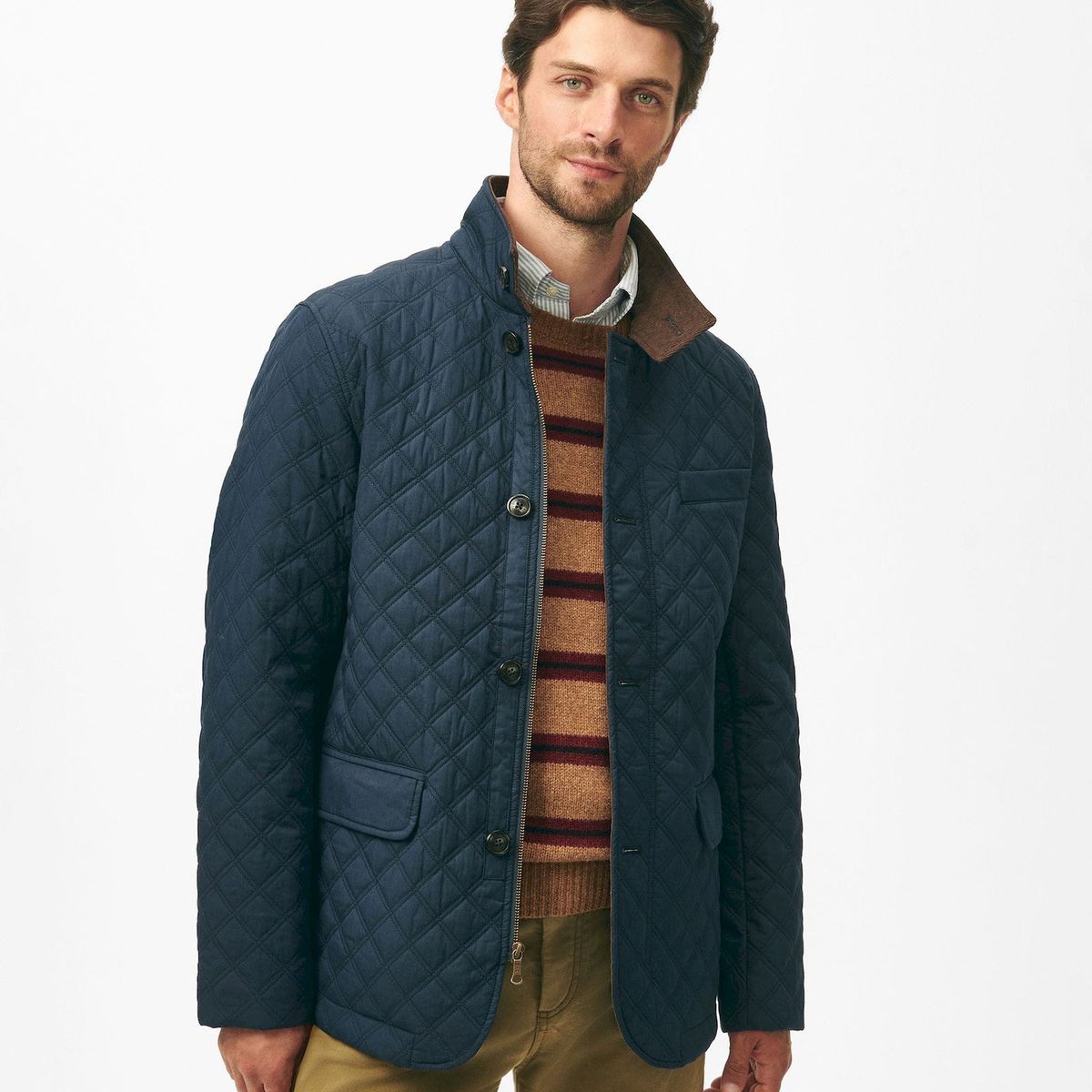 BROOKS BROTHERS - Chaqueta Hombre Cotton Blend Diamond-Quilted Azul Brooks Brothers