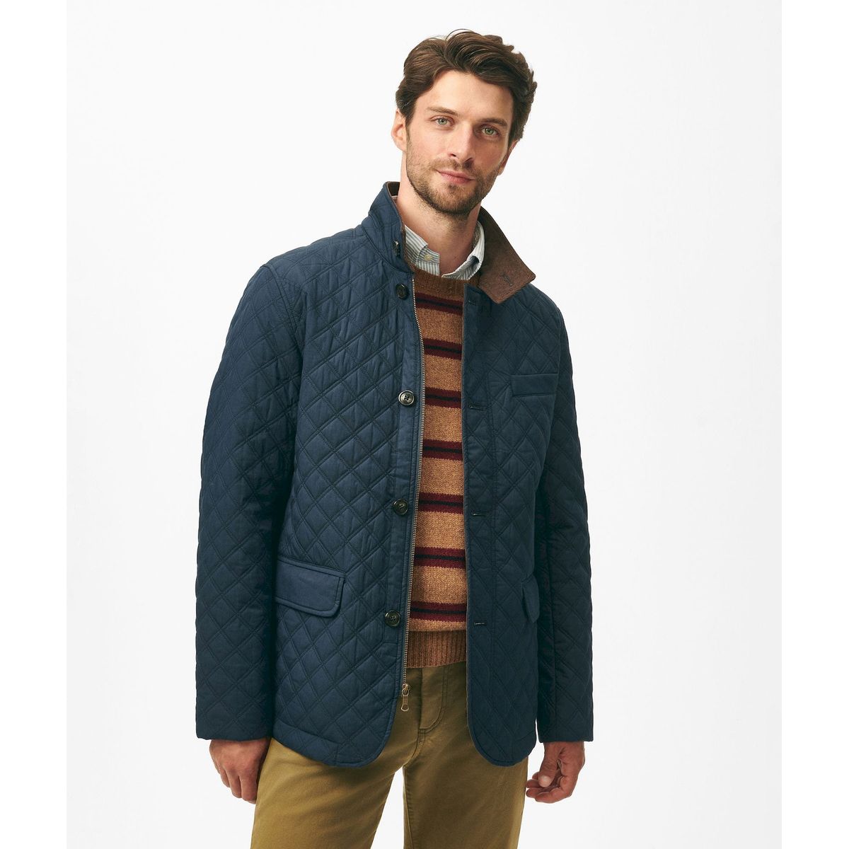 BROOKS BROTHERS - Chaqueta Hombre Cotton Blend Diamond-Quilted Azul Brooks Brothers