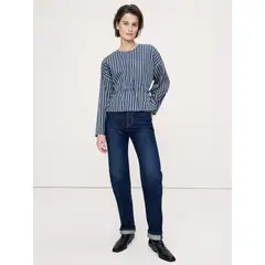 BANANA REPUBLIC - Blusa Mujer Algodón Poplin Cinch-Waist Azul