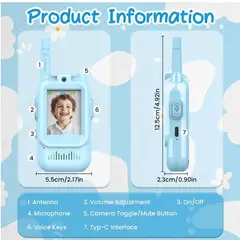 GENERICO - Walkie Talkies de Video para Niños con Cámara HD y Cambiador de Voz, Pack de 2