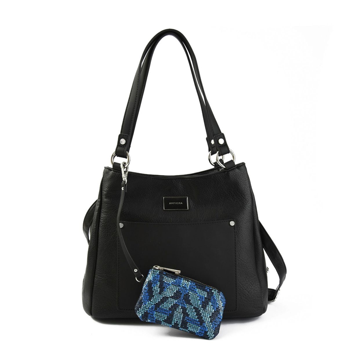 AMPHORA - Cartera Tote Tres Divisiones Mediana Nimri Negro Amphora