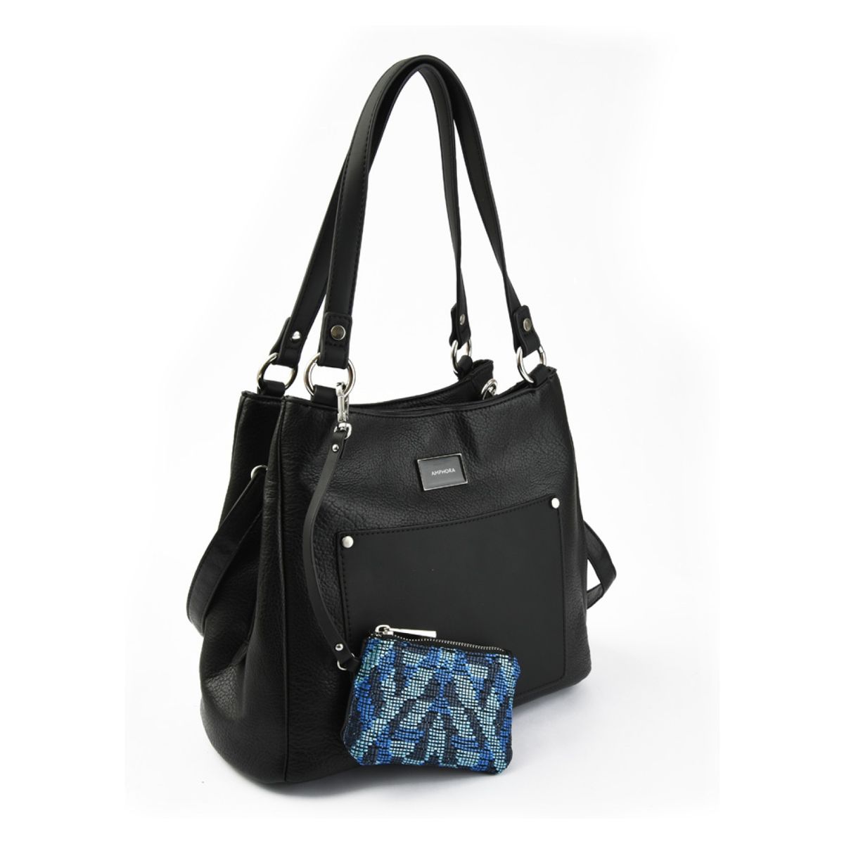 AMPHORA - Cartera Tote Tres Divisiones Mediana Nimri Negro Amphora