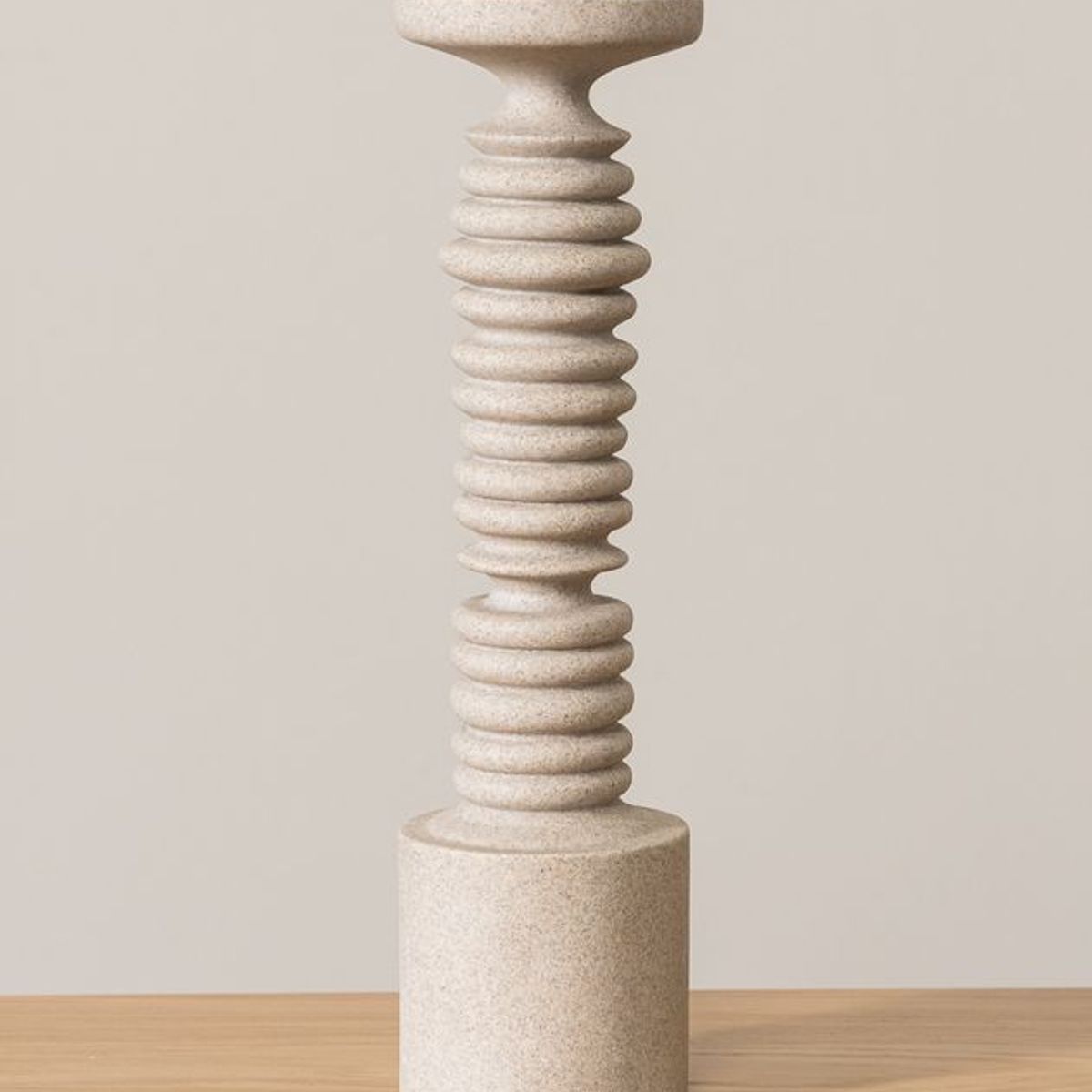 AMOBLE - Candelabro Bola M Amoble Madera Sólida Beige