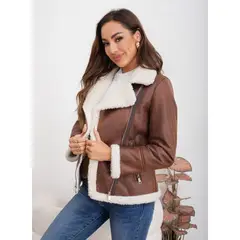 LIKE SHOP - Chaqueta Aviadora Mujer Forro Interior Chiporro Cierre Solapa 5001