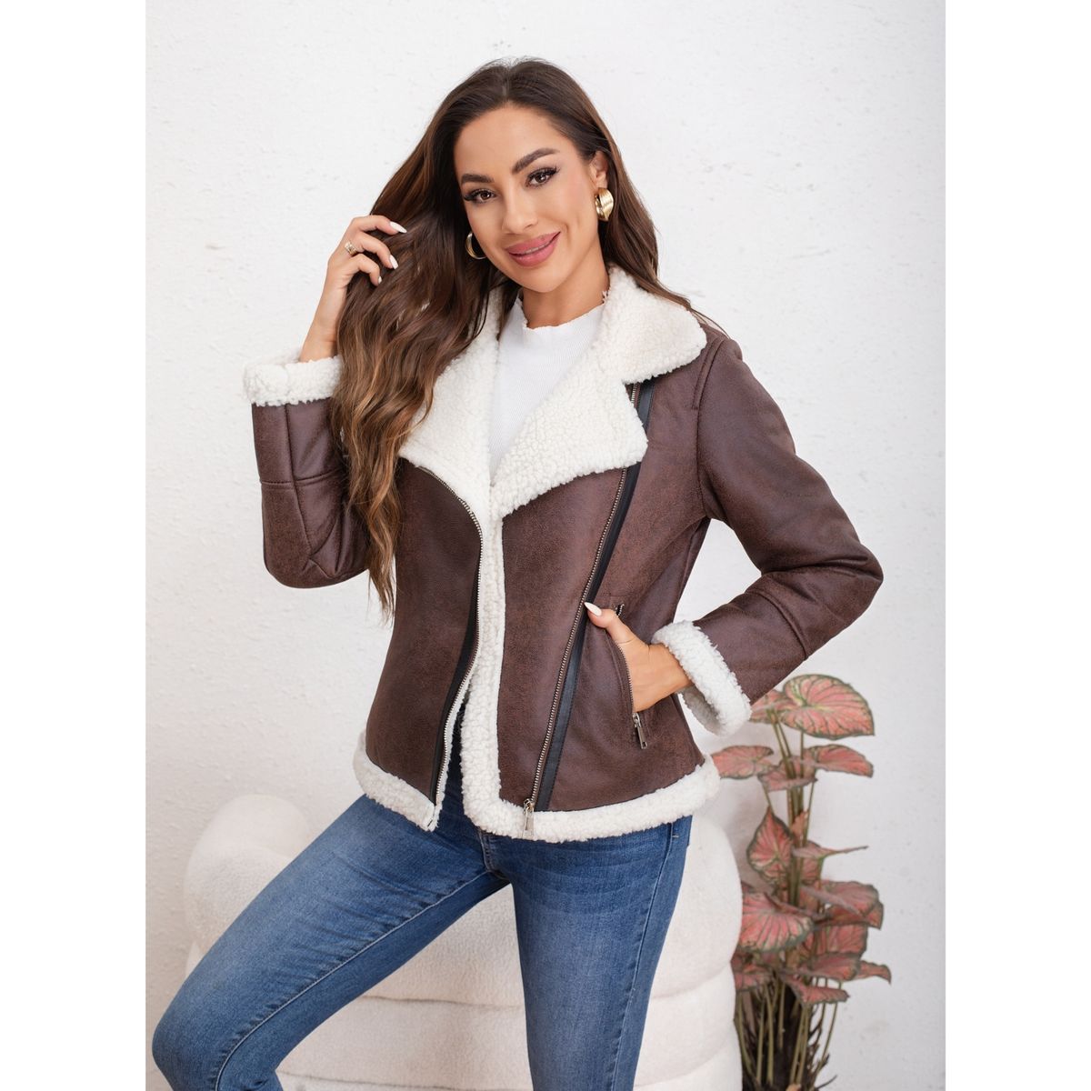 LIKE SHOP - Chaqueta Aviadora Mujer Forro Interior Chiporro Cierre Solapa 5001