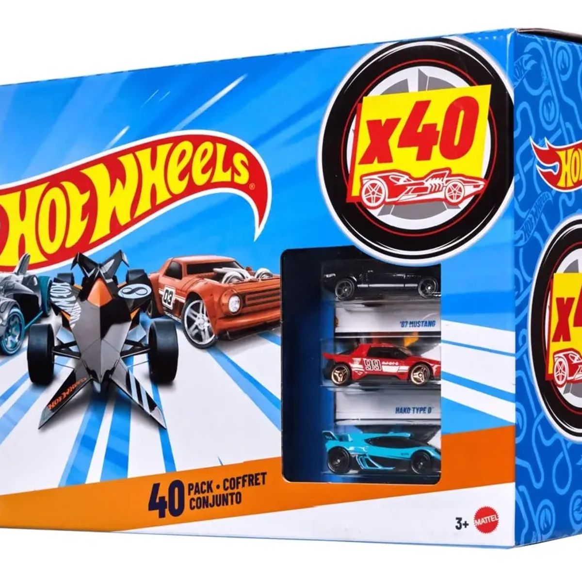 HOT WHEELS - Pack caja con 40 Autos Hot Wheels surtidos