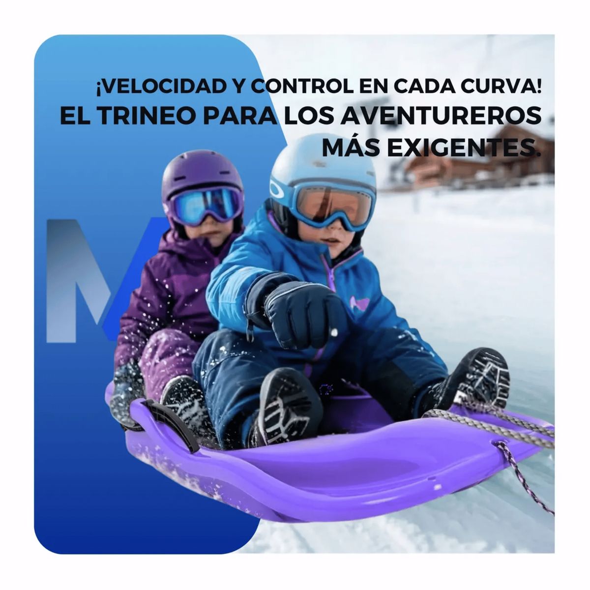 GENERICO - Trineo Para Nieve Reforzado Con Frenos - Adultos Y Niños lila