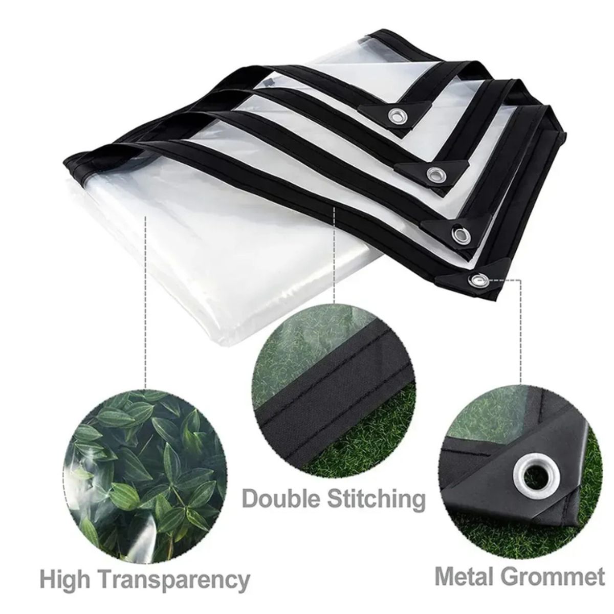 GENERICO - Lona Impermeable Transparente 2×6m Resistente + 10m Cuerda 2m X 6m