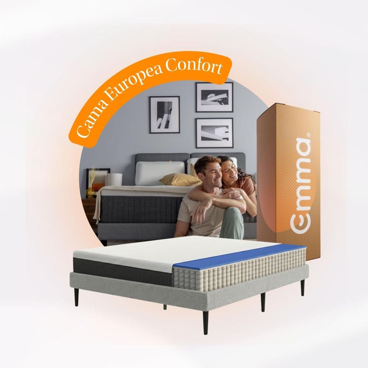 EMMA - Cama europea Confort 2 Plazas Plus