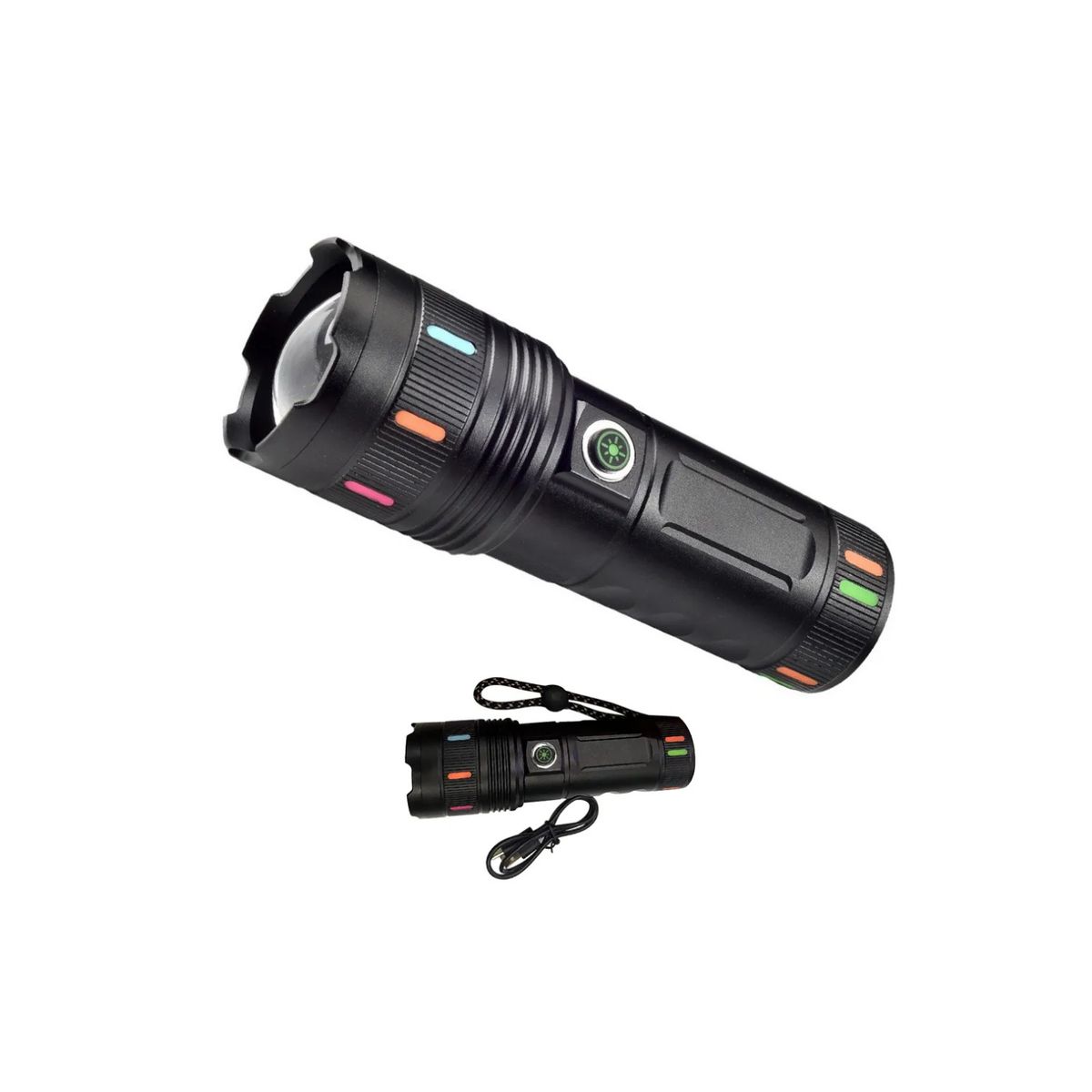 GENERICO - Linterna Táctica LED Alta Potencia Recargable USB-C 882 Corta