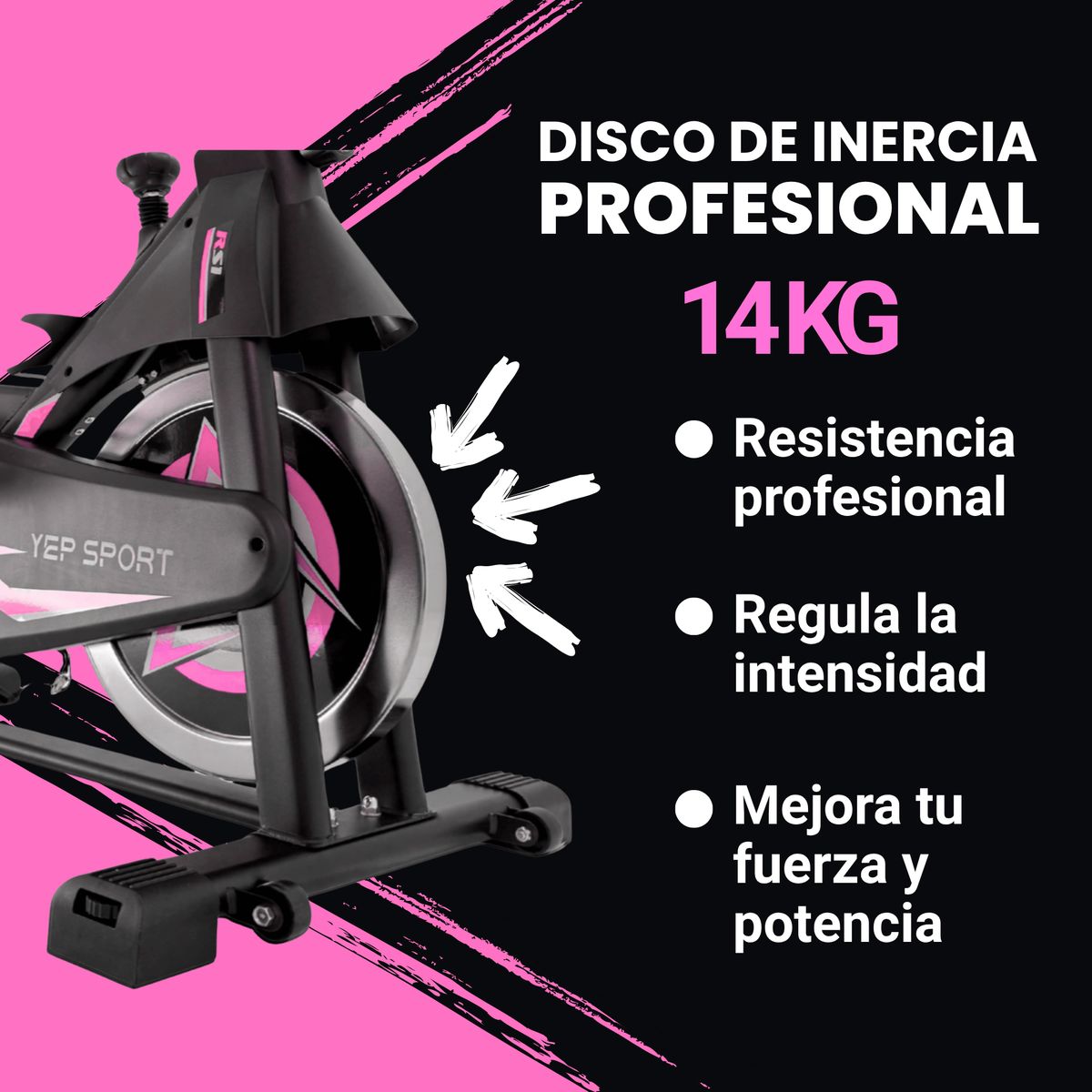 YEP S - Bicicleta Spinning Pro 14 KG Disco 1016-3 PINK