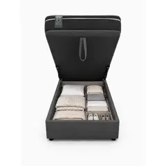 GENERICO - Base Baúl 1 Plazas Onyx Gris Oscuro + Colchón Mery Desing – Sistema Hidráulico Premium