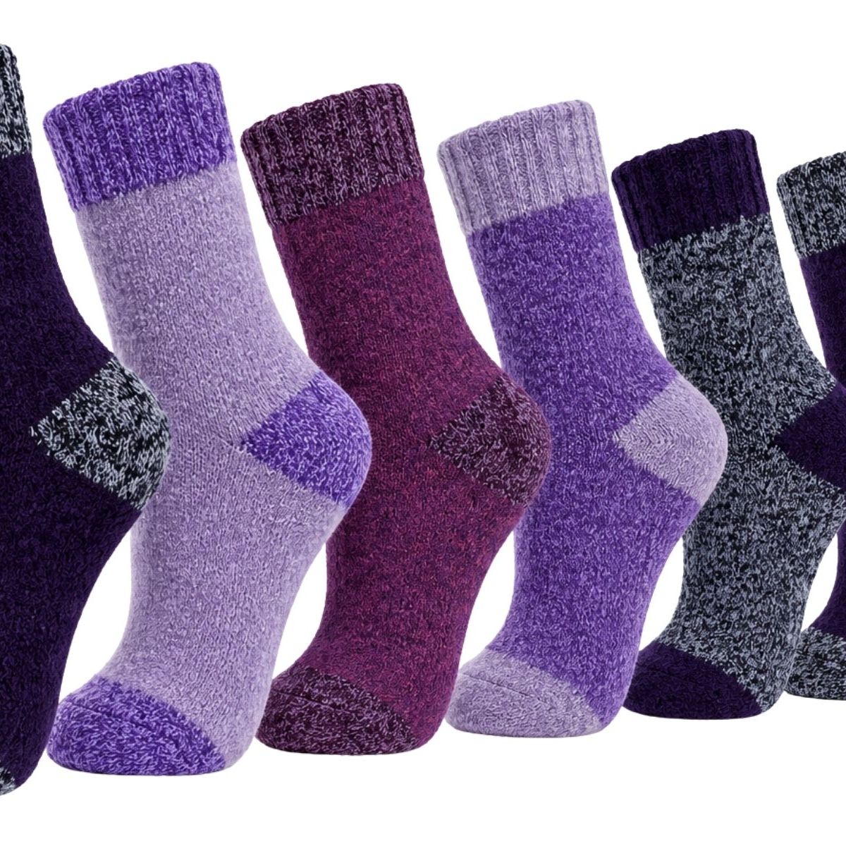 LIKE SHOP - Pack 6 Pares Calcetas De Lana Térmicos Gruesos Invierno Mujer 2098