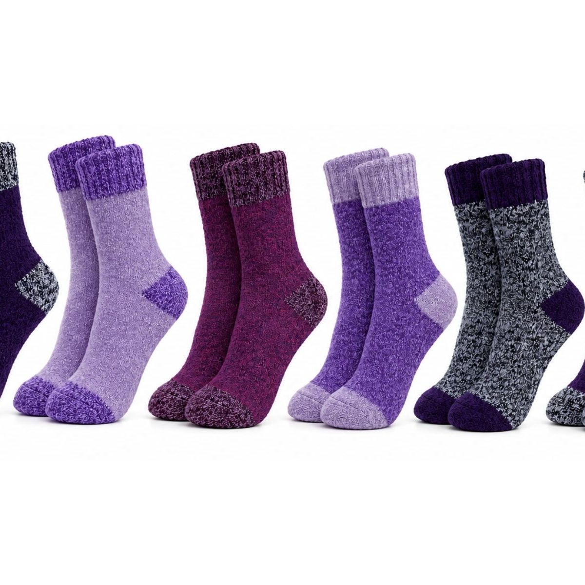LIKE SHOP - Pack 6 Pares Calcetas De Lana Térmicos Gruesos Invierno Mujer 2098