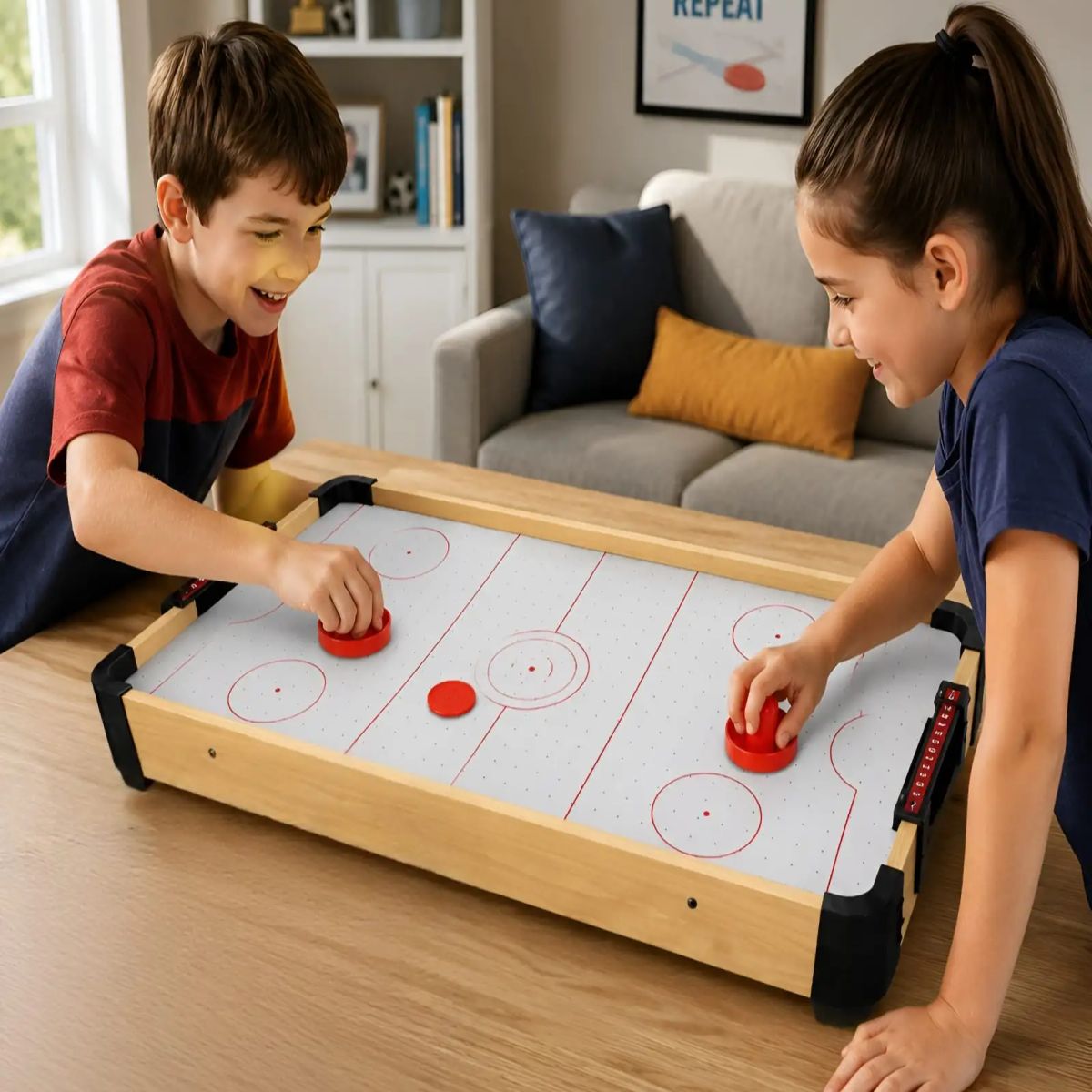 GENERICO - Mesa de Hockey de Aire Mini Air Hockey de Madera Juego Infantil
