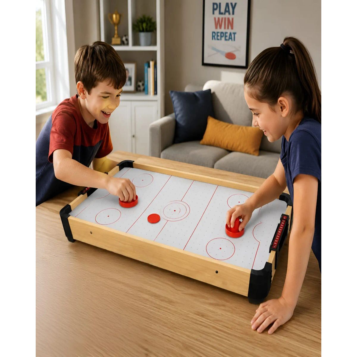 GENERICO - Mesa de Hockey de Aire Mini Air Hockey de Madera Juego Infantil
